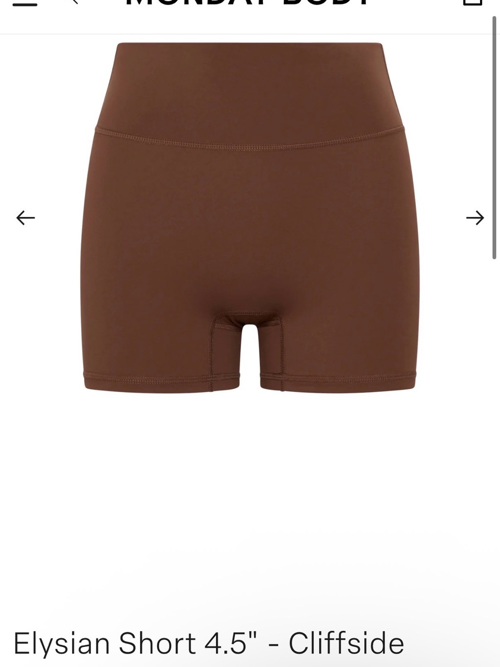 Monday Swimwear Elysian Bike Shorts - size S - LIKE NEW - Cliffside Brown